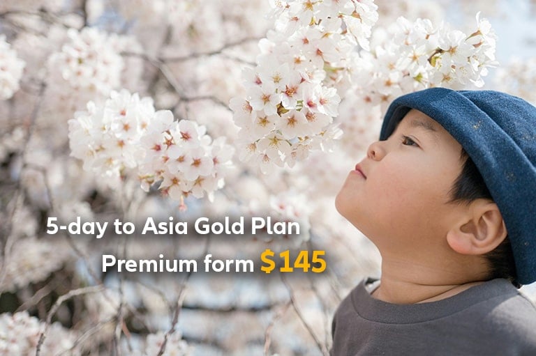 5-day Cover to Asia from HKD145